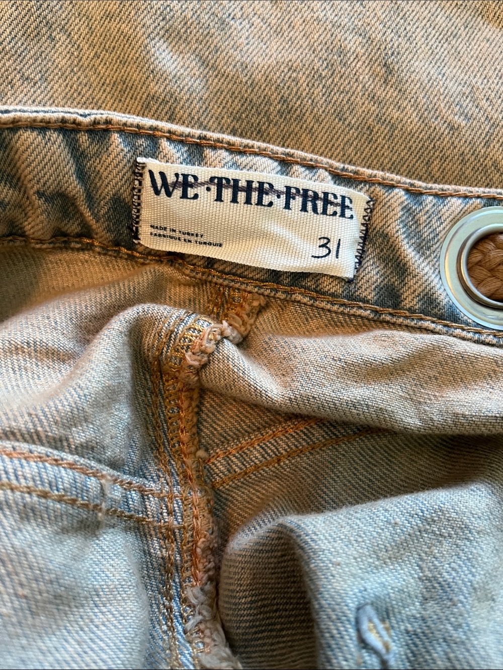 We the Free People Moxie Barrel Jeans Cowboy Sz 12R/31R EUC - Picture 3 of 6